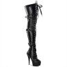 Pleaser DELIGHT-3028 Vegan Platform Overknee Buckle Boots