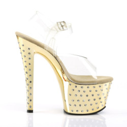 Pleaser STARDUST-708 Gold Chrome High Heeled Pole Shoes