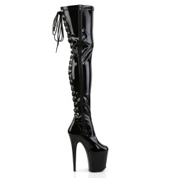 Pleaser FLAMINGO-3063 Black Extreme Thigh High Boots