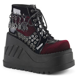Demonia STOMP-18 Black Punk Goth Platform Wedge Boots