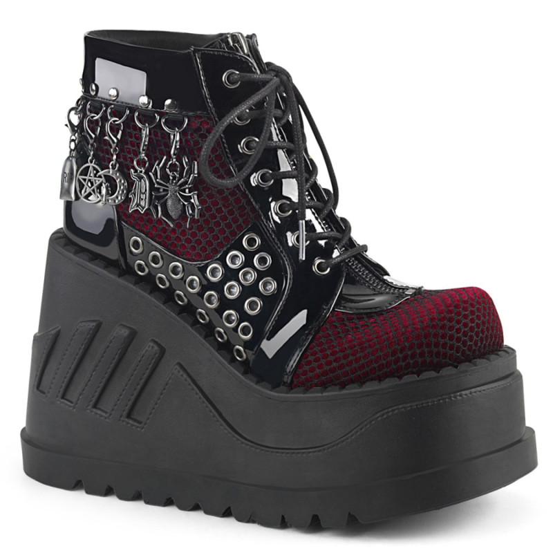 Demonia STOMP-18 Black Punk Goth Platform Wedge Boots