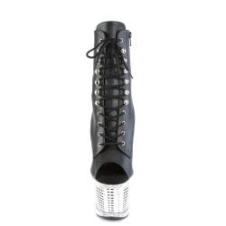 Pleaser SPECTATOR-1021RS Black Vegan Leather Silver
