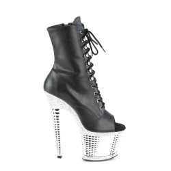Pleaser SPECTATOR-1021RS Black Vegan Leather Silver