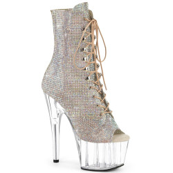 Pleaser ADORE-1021C-RS Silver Strass Transparent Boots