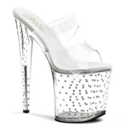 Pleaser ADORE-1021C-RS Silver Strass Transparent Boots