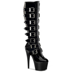 Pleaser ADORE-2043 Patent Platform Buckle Boots