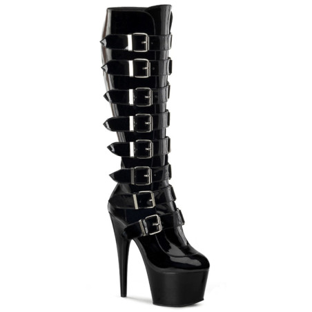 Pleaser ADORE-2043 Patent Platform Buckle Boots