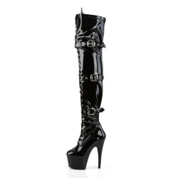 Pleaser ADORE-3028 Patent Buckle Thigh High Boots