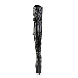 Pleaser ADORE-3028 Patent Buckle Thigh High Boots