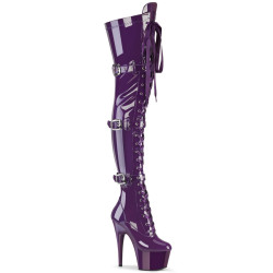 Pleaser ADORE-3028 Purple Buckle Thigh High Boots