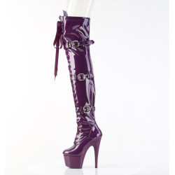 Pleaser ADORE-3028 Purple Buckle Thigh High Boots
