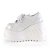 Demonia STOMP-08 White Punk Goth Platform Wedge Boots