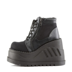 Demonia STOMP-10 Black Canvas Vegan Leather Sale Women