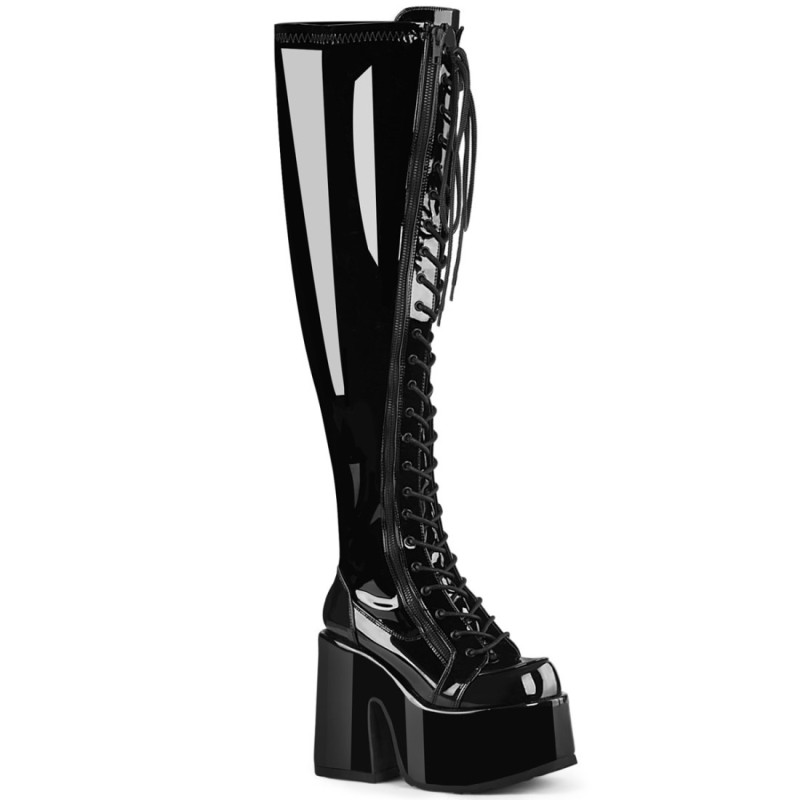 Demonia CAMEL-300WC Patent Wide Calf Thigh High Boots Demonia CAMEL-300WC Patent Wide Calf Thigh High Boots