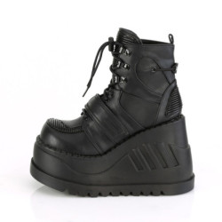 Demonia STOMP-13 Black Punk Goth Platform Wedge Boots