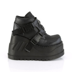 Demonia STOMP-15 Black Punk Goth Platform Wedge Boots