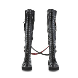 Demonia EMILY-377 Black Vegan Platform Thigh High Boots