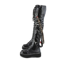 Demonia EMILY-377 Black Vegan Platform Thigh High Boots