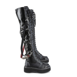 Demonia EMILY-377 Black Vegan Platform Thigh High Boots