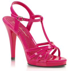 Fabulicious FLAIR-420 Pink T-Strap Stiletto Sandals