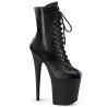Pleaser FLAMINGO-1020 Black Leather Heeled Ankle Boots