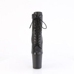 Pleaser FLAMINGO-1020 Black Leather Heeled Ankle Boots