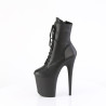 Pleaser FLAMINGO-1020 Black Leather Heeled Ankle Boots