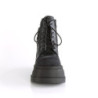 Demonia STOMP-18 Black Velvet Punk Platform Wedge Boots