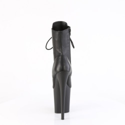 Pleaser FLAMINGO-1020 Black Leather Heeled Ankle Boots