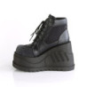 Demonia STOMP-18 Black Velvet Punk Platform Wedge Boots
