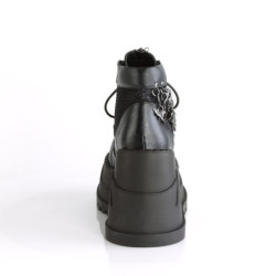 Demonia STOMP-18 Black Velvet Punk Platform Wedge Boots