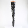 Pleaser FLAMINGO-3020GP Black Glitter Heeled Thigh Boots