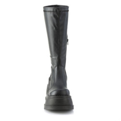 Demonia STOMP-200 Black Vegan Platform Wedge Knee Boots