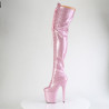 Pleaser FLAMINGO-3020GP Rose Glitter Heeled Thigh Boots
