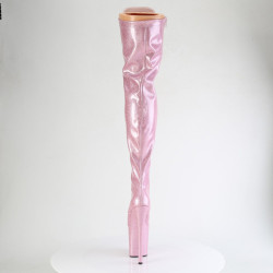Pleaser FLAMINGO-3020GP Rose Glitter Heeled Thigh Boots