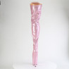 Pleaser FLAMINGO-3020GP Rose Glitter Heeled Thigh Boots