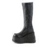 Demonia STOMP-200 Black Vegan Platform Wedge Knee Boots