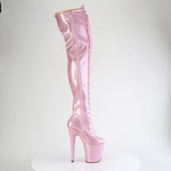 Pleaser FLAMINGO-3020GP Rose Glitter Heeled Thigh Boots