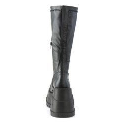 Demonia STOMP-200 Black Vegan Platform Wedge Knee Boots