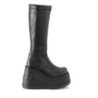 Demonia STOMP-200 Black Vegan Platform Wedge Knee Boots