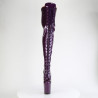 Pleaser FLAMINGO-3020GP Purple Glitter Heeled Thigh Boots