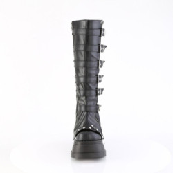 Demonia STOMP-223 Black Vegan Platform Wedge Knee Boots