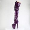 Pleaser FLAMINGO-3020GP Purple Glitter Heeled Thigh Boots