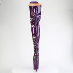 Pleaser FLAMINGO-3020GP Purple Glitter Heeled Thigh Boots