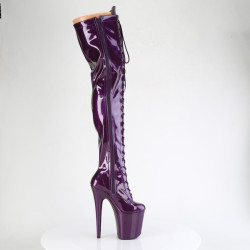 Pleaser FLAMINGO-3020GP Purple Glitter Heeled Thigh Boots