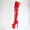 Pleaser FLAMINGO-3020GP Red Glitter Heeled Thigh Boots