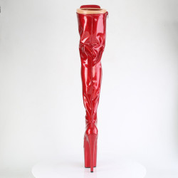 Pleaser FLAMINGO-3020GP Red Glitter Heeled Thigh Boots