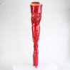 Pleaser FLAMINGO-3020GP Red Glitter Heeled Thigh Boots