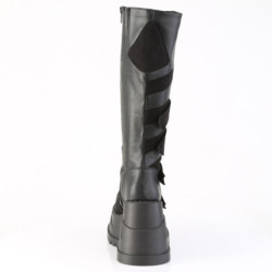 Demonia STOMP-228 Black Vegan Platform Wedge Boots