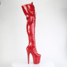 Pleaser FLAMINGO-3020GP Red Glitter Heeled Thigh Boots